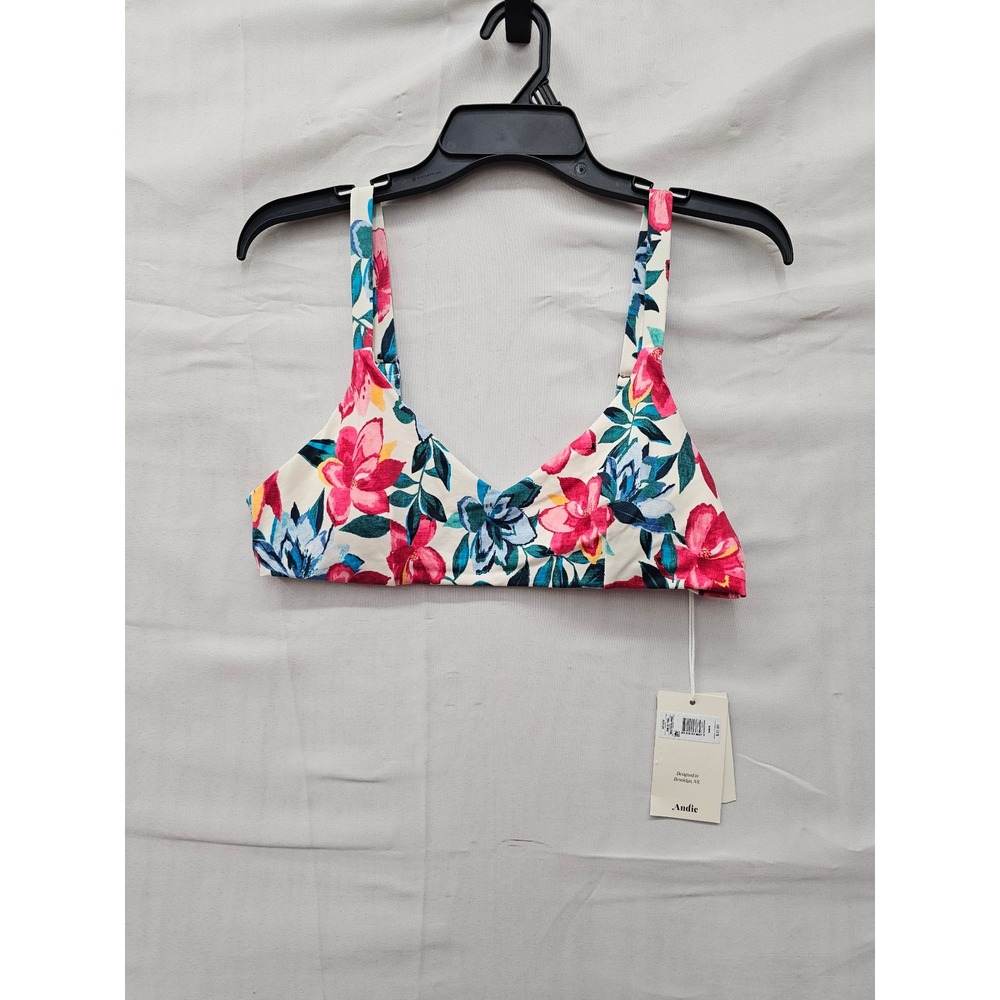 Andie for Target Womens Floral Bikini Swim Top White Nylon Blend Size Medium